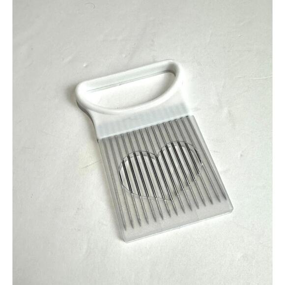 White Plastic Handle Stainless Steel Onion Slicer with Heart Case - Picture 1 of 4